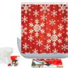 Amagical Merry Christmas Red Snowman Pattern 3 Piece Bathroom Mat Set Shower Curtain Set Bath Mat Contour Mat Fabric Waterproof Shower Curtian 12 Hooks view 1