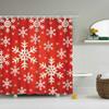 Amagical Merry Christmas Red Snowman Pattern 3 Piece Bathroom Mat Set Shower Curtain Set Bath Mat Contour Mat Fabric Waterproof Shower Curtian 12 Hooks view 2