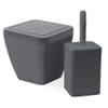 Addis 517487 Faux Rattan Square Bathroom Set Includes Swing Bin and Toilet Brush, Charcoal Grey, Bin & Toilet view 1