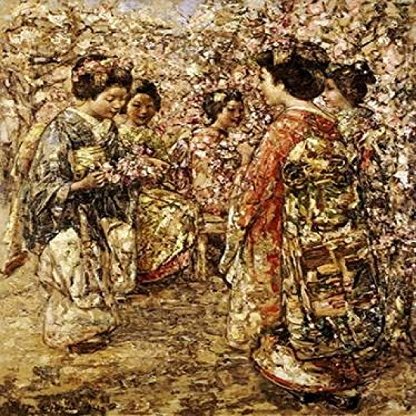 Five Japanese Girls Among Blossoming Trees Poster Print by Edward Atkinson Hornel (20 x 24)