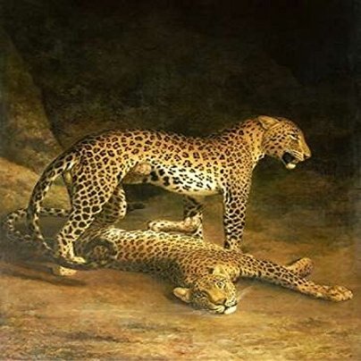 Posterazzi Two Leopards Lying In The Exeter Exchange Poster Print by Jacques-Laurent Agasse, (8 x 10)