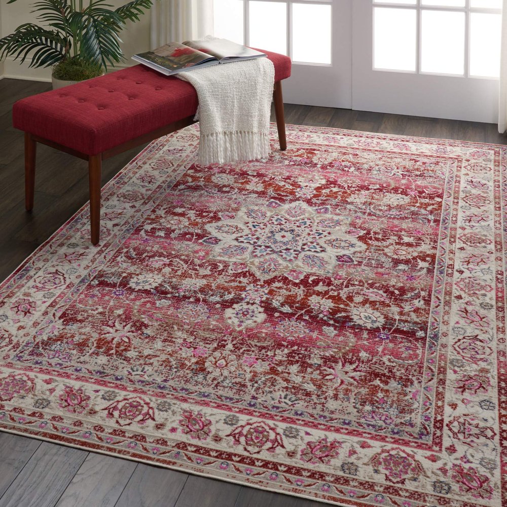 Nourison Home Vintage Kashan Vintage Red 2' x 6' Area Rug, Easy Cleaning, Non Shedding, Bed Room, Living Room, Dining Room, Kitchen (2x6)