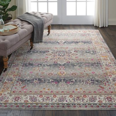 Nourison Home Vintage Kashan Vintage Grey 4' x 6' Area Rug, Easy Cleaning, Non Shedding, Bed Room, Living Room, Dining Room, Kitchen (4x6)