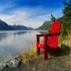 Posterazzi Red Adirondack Chair Turnagain Arm Southcentral Alaska Poster Print, (17 x 11) view 1