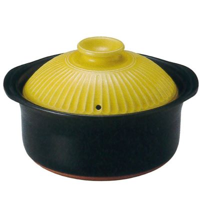CtoC JAPAN Select 53-92171/2-981039 Rice Pot, Yellow, 3 Cups, 8.9 x 6.1 inches (22.5 x 15.5 cm), 5.6 fl oz (1,700 cc), For Direct Heat Rice Cooking, Rice Earthenware