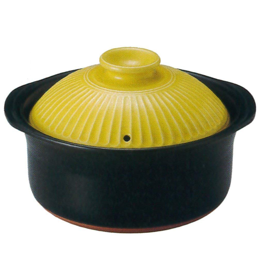 CtoC JAPAN Select 53-92171/2-981039 Rice Pot, Yellow, 3 Cups, 8.9 x 6.1 inches (22.5 x 15.5 cm), 5.6 fl oz (1,700 cc), For Direct Heat Rice Cooking, Rice Earthenware