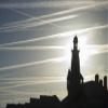 Posterazzi Airplane Contrails Above Lighthouse Poster Print, (34 x 22) view 1