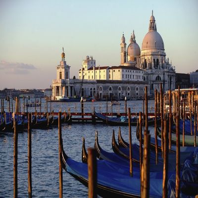 Posterazzi The Chiesa Di Santa Maria Della Salute And Gondolas Poster Print, (34 x 22)