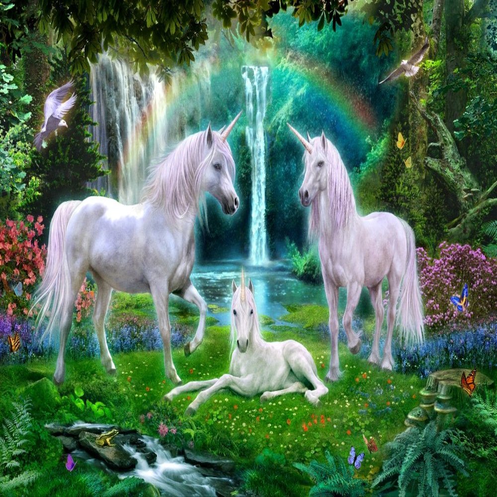 Posterazzi Rainbow Unicorn Family Poster Print by Jan Patrick, (18 x 9)