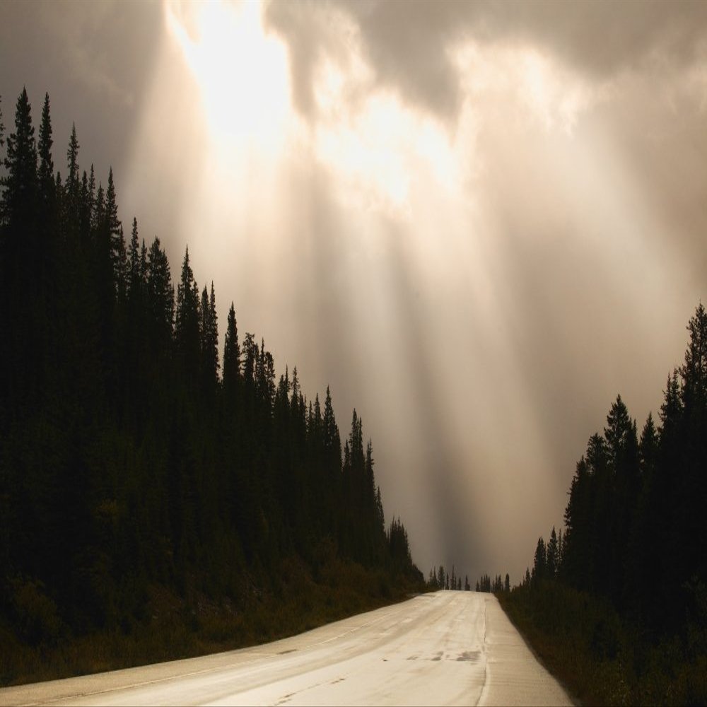 Posterazzi Sun Breaking Through Clouds Jasper National Park Alberta Poster Print, (34 x 22)