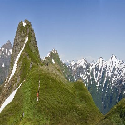 Posterazzi Three Hikers Walk The Mt Ridge Above Juneau Southeast Alaska During Summer Poster Print, (44 x 13)