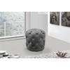 Meridian Furniture Harper Collection Modern | Contemporary Velvet Upholstered Ottoman / Stool with Deep Button Tufting, Solid Wood Frame, Grey, 18" W x 18" D x 17" H view 2