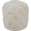 Meridian Furniture Harper Collection Modern | Contemporary Velvet Upholstered Ottoman / Stool with Deep Button Tufting, Solid Wood Frame, Cream, 18" W x 18" D x 17" H view 1