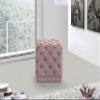 Meridian Furniture Stella Collection Modern | Contemporary Velvet Upholstered Ottoman / Stool with Deep Button Tufting and Solid Wood Frame, Pink, 18" W x 18" D x 17" H view 2