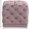 Meridian Furniture Stella Collection Modern | Contemporary Velvet Upholstered Ottoman / Stool with Deep Button Tufting and Solid Wood Frame, Pink, 18" W x 18" D x 17" H view 3