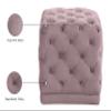 Meridian Furniture Stella Collection Modern | Contemporary Velvet Upholstered Ottoman / Stool with Deep Button Tufting and Solid Wood Frame, Pink, 18" W x 18" D x 17" H view 4