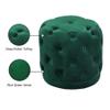Meridian Furniture Harper Collection Modern | Contemporary Velvet Upholstered Ottoman / Stool with Deep Button Tufting, Solid Wood Frame, Green, 18" W x 18" D x 17" H view 4
