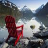 Posterazzi Red Adirondack Chair At Portage Lake With Chugach Mountains In The Background Southcentral Alaska Poster Print, (19 x 12) view 1