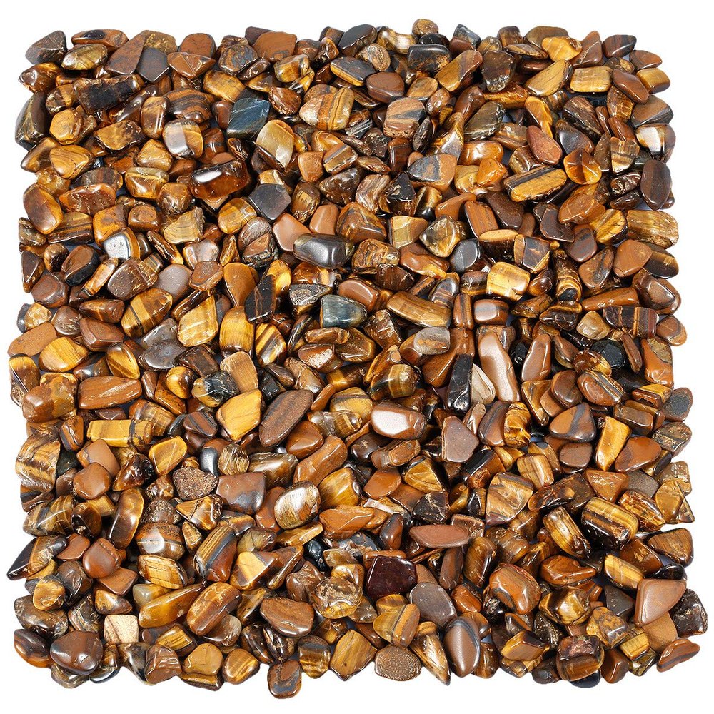 TUMBEELLUWA 1LB Chips Tumbled Stones Crushed Reiki Irregular Shaped Healing Crystal Quartz Decoration,Tiger's Eye
