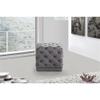 Meridian Furniture Stella Collection Modern | Contemporary Velvet Upholstered Ottoman / Stool with Deep Button Tufting and Solid Wood Frame, Grey, 18" W x 18" D x 17" H view 2