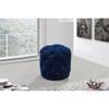 Meridian Furniture Harper Collection Modern | Contemporary Velvet Upholstered Ottoman / Stool with Deep Button Tufting, Solid Wood Frame, Navy, 18" W x 18" D x 17" H view 2