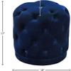 Meridian Furniture Harper Collection Modern | Contemporary Velvet Upholstered Ottoman / Stool with Deep Button Tufting, Solid Wood Frame, Navy, 18" W x 18" D x 17" H view 3