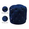 Meridian Furniture Harper Collection Modern | Contemporary Velvet Upholstered Ottoman / Stool with Deep Button Tufting, Solid Wood Frame, Navy, 18" W x 18" D x 17" H view 4