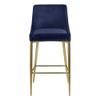 Meridian Furniture Karina Collection Modern | Contemporary Velvet Upholstered Counter Stool with Polished Gold Metal Legs and Foot Rest, Set of 2, Navy view 4