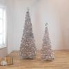 Pre-Lit Tinsel Pop-Up Artificial Christmas Tree - 6' - Silver - Clear Lights view 2