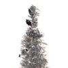 Pre-Lit Tinsel Pop-Up Artificial Christmas Tree - 6' - Silver - Clear Lights view 4