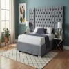 Meridian Furniture Grande Collection Modern | Contemporary Velvet Upholstered Bed with Luxurious Deep Button Tufting and Stainless Steel Legs in Polished Chrome Finish, Grey, King view 2