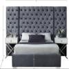 Meridian Furniture Grande Collection Modern | Contemporary Velvet Upholstered Bed with Luxurious Deep Button Tufting and Stainless Steel Legs in Polished Chrome Finish, Grey, King view 3