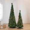 Pre-Lit Holly Leaf Pop-Up Artificial Christmas Tree - 6' - Green - Clear Lights view 2