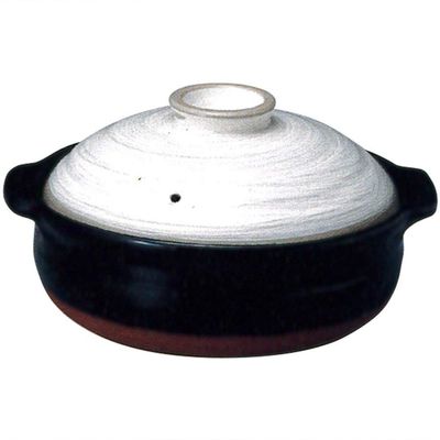 CtoC JAPAN Select 46-1113/2-980421 IH Earthenware Pot, White, No. 8, 9.8 inches (25 cm), 5.6 gal (2.2 L), IH, Direct Fire, Oven Safe