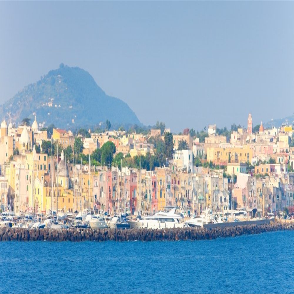 Posterazzi City at waterfront Marina Grande Procida Bay of Naples Campania Italy Poster Print, (19 x 9)