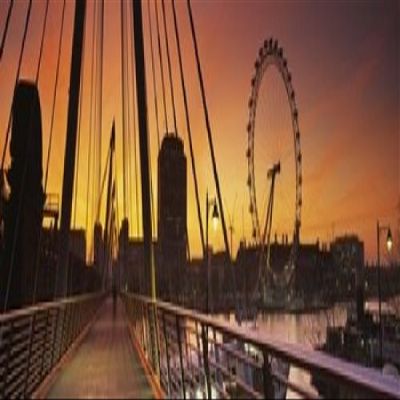 Posterazzi ferris Golden Jubilee Bridge Thames River Millennium Wheel City Of Westminster London England Poster Print, (18 x 6)