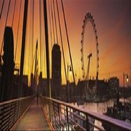 Posterazzi ferris Golden Jubilee Bridge Thames River Millennium Wheel City Of Westminster London England Poster Print, (18 x 6)