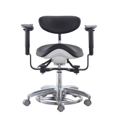 Global-Dental Mobile Chair Doctor's Stool Multi-Function Foot Controlled Microsope Dynamic Chair for Office Black Color PU