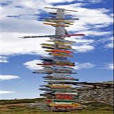Sign post showing distances to various countries Stanley Falkland Islands Poster Print (36 x 12)