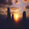 Posterazzi Silhouette of buttes at sunset The Mittens Tribal Park Monument Valley Utah USA Poster Print, (36 x 12) view 1