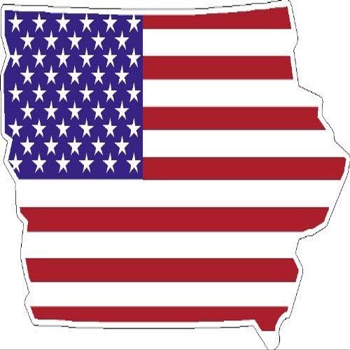 8" STATE OF IOWA shaped american flag united states magnet MAGNET Vinyl Car Fridge Sticks to any Metal Surface