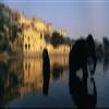 Posterazzi Silhouette of two elephants in a river Amber Fort Jaipur Rajasthan India Poster Print, (18 x 7) view 1