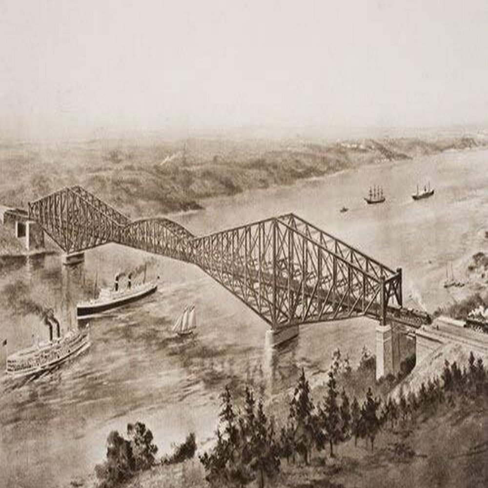 Quebec Bridge Over The St Lawrence Canada From The Book The Outline Of History By HGWells Volume 2 Published 1920 Poster Print (34 x 22)
