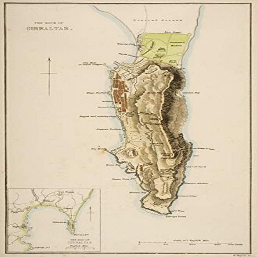 19Th Century Map Of The Rock Of Gibraltar Poster Print (11 x 18)