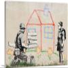 ARTCANVAS Crayon House Foreclosure Canvas Art Print Stretched Framed Painting Picture Poster Giclee Wall Decor by Banksy - 40" x 26" (0.75" Deep) view 1