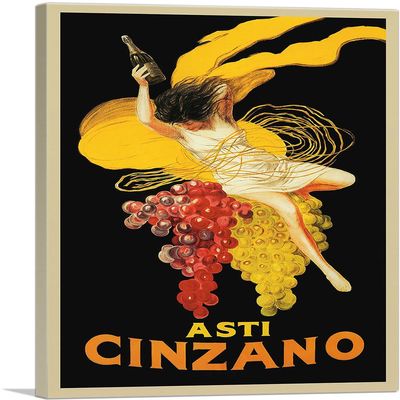 ARTCANVAS Asti Cinzano 1920 Canvas Art Print Stretched Framed Painting Picture Poster Giclee Wall Decor by Leonetto Cappiello - 40" x 26" (0.75" Deep)