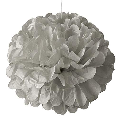 5ea - 20" Silver Tissue Pom Pom Christmas