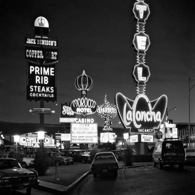 Posterazzi 1980s Night Neon On The Strip for El Morocco Concha Stardust Las Vegas Nevada USA Poster Print by Vintage Collection