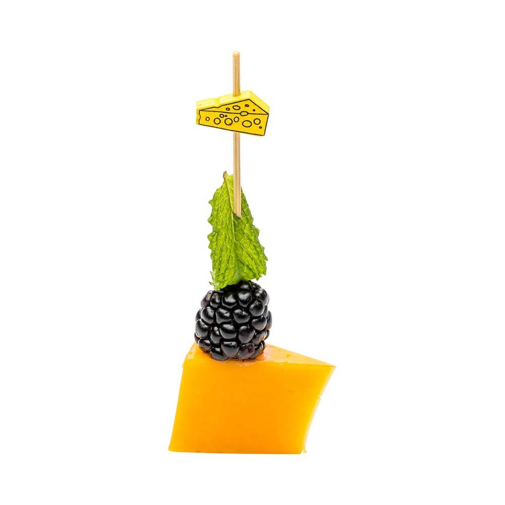 Restaurantware 3.9 x 0.7 Inch Party Toothpicks 1000 Disposable Cocktail Skewers - Wooden Cheese Decoration Sharp Tips Yellow Bamboo Decorative Cocktail Picks Durable For Garnishes Or Appetizers