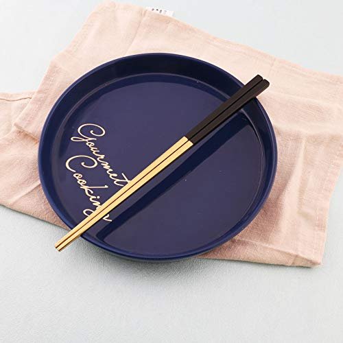 5 Pairs Fashionable and exquisite Korean stainless steel chopsticks 8 colors (Black+Gold)